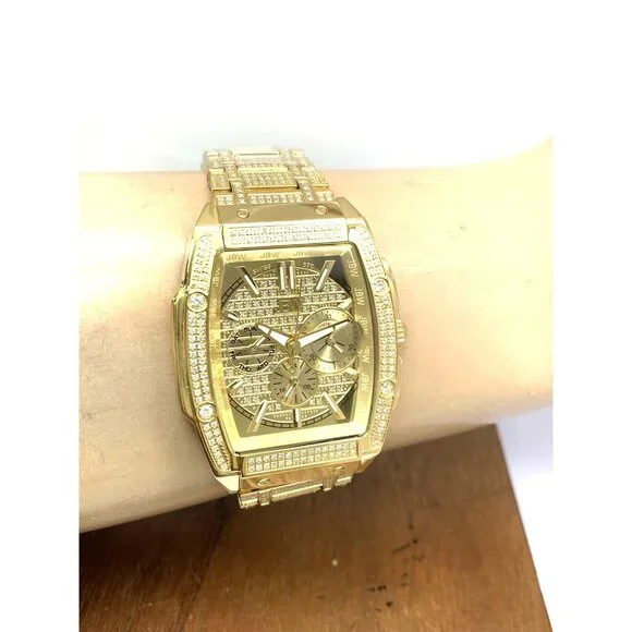JBW Men's Watch PS570A Echelon Swiss Quartz Diamond Gold Steel Platinum Series